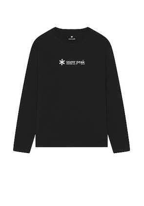 Snow Peak Soft Cotton Logo Long Sleeve T-Shirt in Black - Black. Size L (also in M, S, XL/1X).