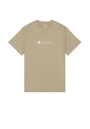 Snow Peak Soft Cotton Logo Short Sleeve T-Shirt in Pro - Brown. Size L (also in M, S, XL/1X).
