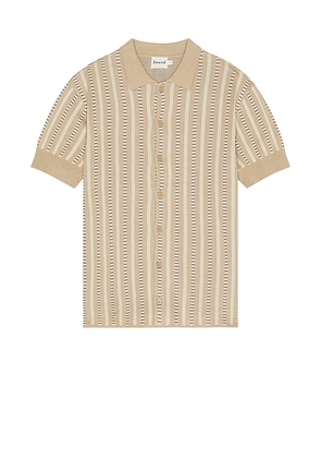 Bound Agatha Knit Polo in Tan. Size S.