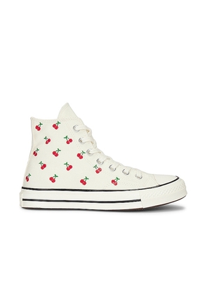Converse Chuck 70 Cherries Sneaker in White. Size 10.5, 11, 5, 5.5, 6, 6.5, 7.5, 8, 8.5, 9, 9.5.