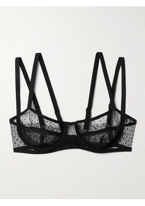 Dolce & Gabbana - Polka-dot Tulle And Chantilly Lace Underwired Soft-cup Balconette Bra - Black - 1,2,3,4,5