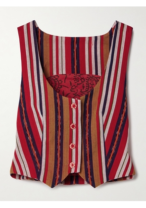 ALIX OF BOHEMIA - Mossie Striped Cotton-canvas Vest - Red - x small,small,medium,large,x large