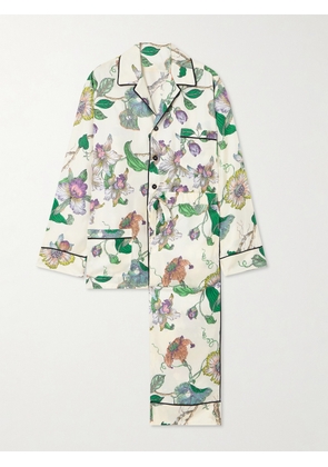 Olivia von Halle - Yves Floral-print Silk-twill Pajama Set - Cream - x small,small,medium,large,x large