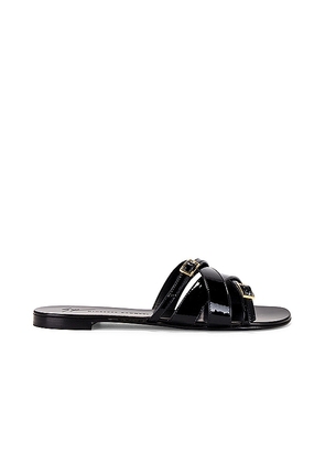 Giuseppe Zanotti Strappy Flat Sandal in Black. Size 36, 38, 38.5, 39.