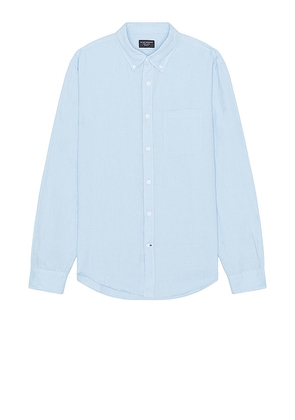 Club Monaco Long Sleeve Solid Linen Shirt in Baby Blue. Size M, S, XL/1X.