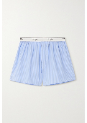 Hommegirls - Pinstriped Cotton-poplin Shorts - Blue - small,medium,large