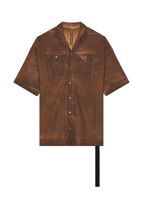 DRKSHDW by Rick Owens Magnum Tommy Shirt in Brown. Size M, XL/1X.