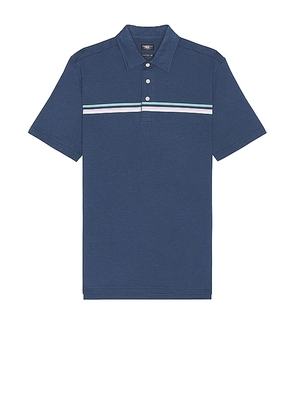 Faherty Short Sleeve Movement Pique Polo in Blue. Size S.