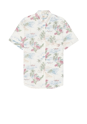 Faherty Short Sleeve Breeze Shirt in Ivory. Size S, XL/1X.