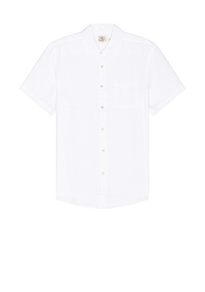 Faherty Short Sleeve Linen Laguna Shirt in White. Size L, S, XL/1X.