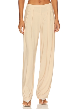 Norma Kamali Tapered Pleated Trouser in Nude. Size L, XL.