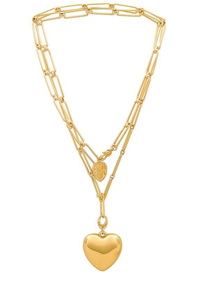 Jenny Bird X Revolve Puffy Heart Chain Necklace in Metallic Gold.