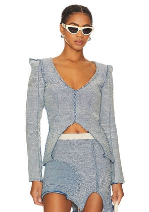 Knorts Knit Denim Tweed Long Sleeve in Blue. Size 2, 4.