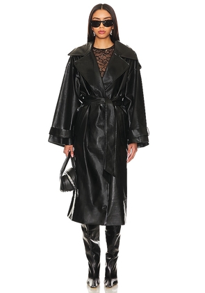 Lovers and Friends Barrett Faux Leather Coat in Black. Size L, XL.