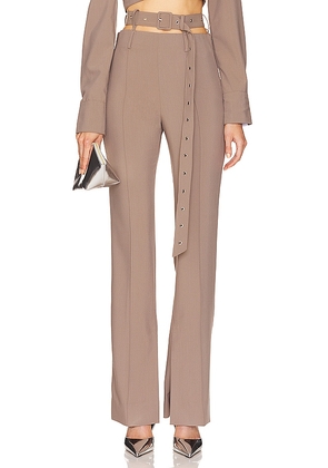 ROKH Belt Detailed Flare Trouser in Taupe. Size 38/6, 40/8.