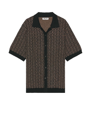 ROLLA'S Bowler Pattern Knit Shirt in Brown. Size M, S, XL/1X.