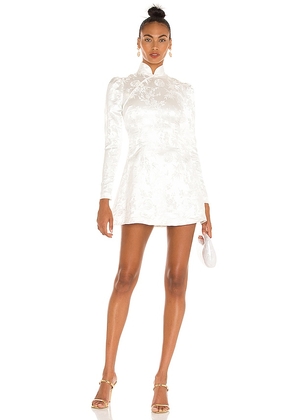 SAU LEE Joyce Chinese Jacquard Mini Dress in Ivory. Size 0, 12, 2.