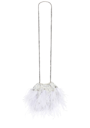 olga berg Livvy Feather Pouch in White.