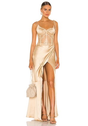 V. Chapman Calla Lily Gown in Metallic Gold. Size 2.