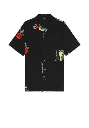 THRILLS Dream Within A Dream Bowling Shirt in Black. Size M, S, XL/1X.