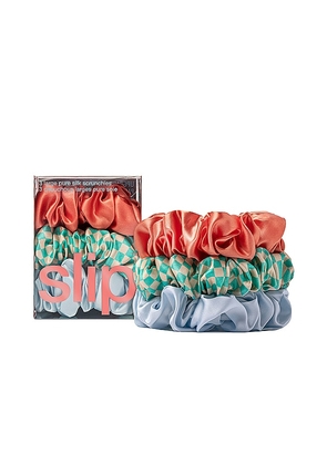 slip Large Scrunchies Set Of 3 in Coral,Blue.