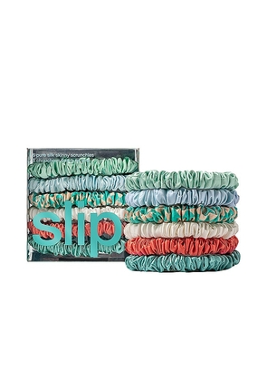 slip Skinny Scrunchies Set Of 6 in Coral,Blue.