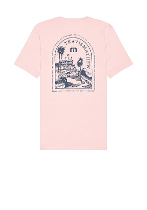 TravisMathew Uncharted Waters T-Shirt in Pink. Size S, XL/1X.