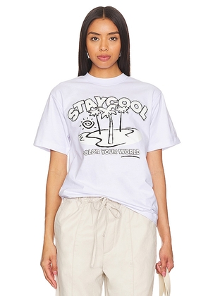Stay Cool Watercolor T-Shirt in White. Size L, S, XL/1X.
