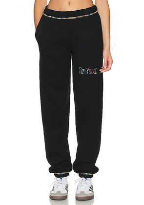 Stay Cool Tribal Chainstitch Sweatpant in Black. Size L, S, XL/1X.