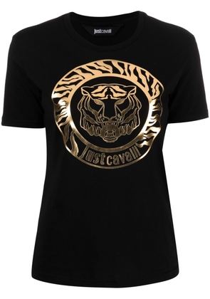Just Cavalli Tiger Head-print cotton T-shirt - Black