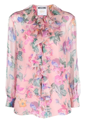 Moschino floral-print ruffled blouse - Pink