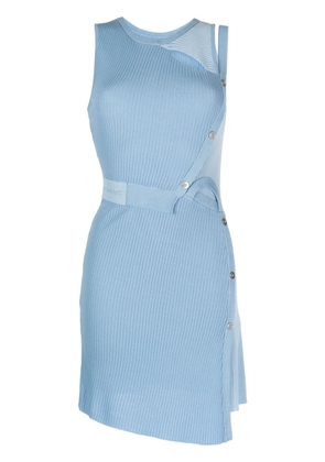 Feng Chen Wang ribbed-knit asymmetric minidress - Blue