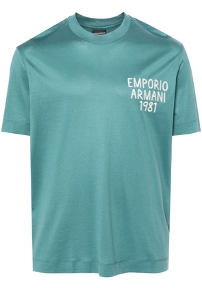 Emporio Armani logo-embroidered lyocell-blend T-shirt - Blue