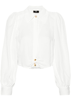 Elisabetta Franchi puff-sleeve cropped shirt - White