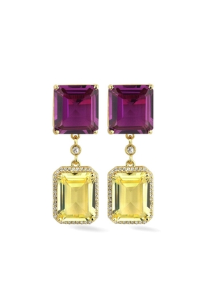 Lark & Berry 9kt yellow gold Daiquiri sapphire and diamond drop earrings - Purple