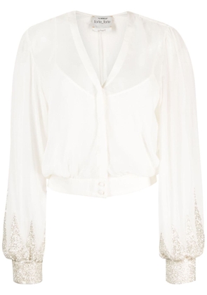 Forte Forte bead-embellished cropped blouse - Neutrals