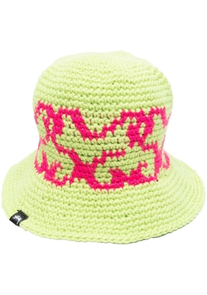 Stüssy intarsia-knit wide-brim bucket hat - Green