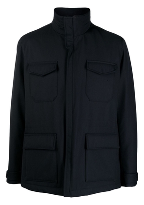 Boggi Milano high-neck concealed-hood jacket - Blue