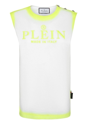 Philipp Plein logo-embroidered cotton tank top - White