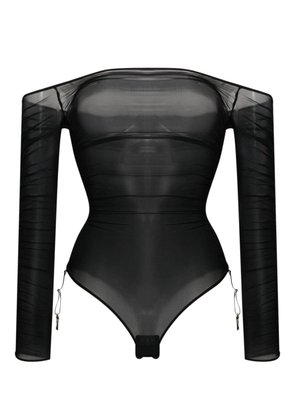 Maison Close semi-sheer draped bodysuit - Black