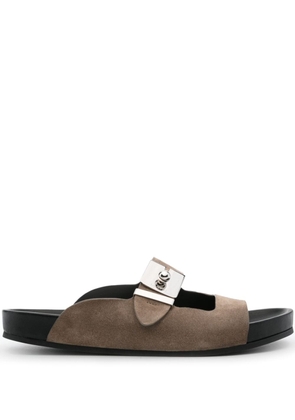 Lanvin logo-debossed leather sandals - Brown