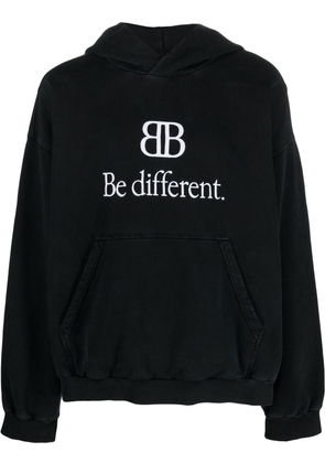 Balenciaga faded-effect slogan-print hoodie - Black