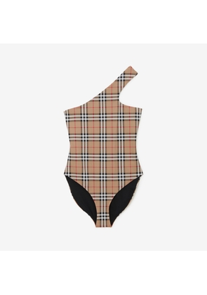 Burberry Check Stretch Nylon Asymmetric Swimsuit