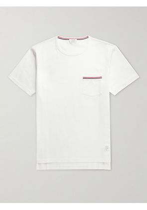 Thom Browne - Slim-Fit Grosgrain-Trimmed Cotton-Jersey T-Shirt - Men - White - 0