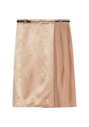 Gucci Satin Pleated Wrap Skirt