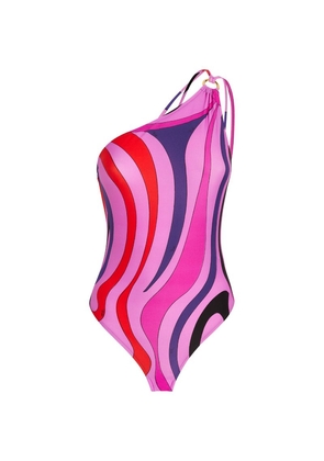 Pucci Marmo Print One-Shoulder Swimsuit