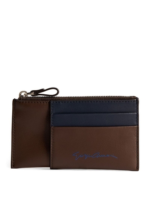 Giorgio Armani Leather Two-Tone Leather Card Holder