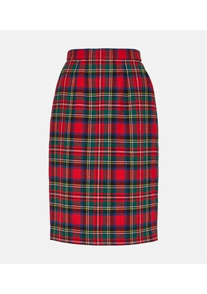 Saint Laurent Tartan wool-blend pencil skirt