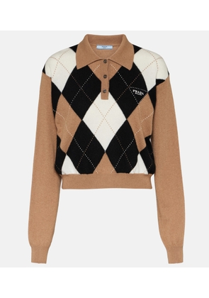Prada Argyle cashmere polo sweater