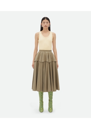 Bottega Veneta Compact Cotton Skirt - Beige - Woman   Cotton, Viscose & Polyester
